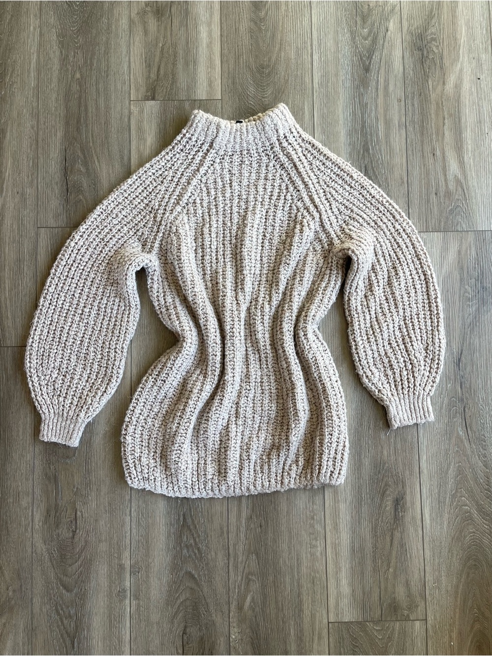 H&M Cream Chunky Ribbed Turtleneck Sweater